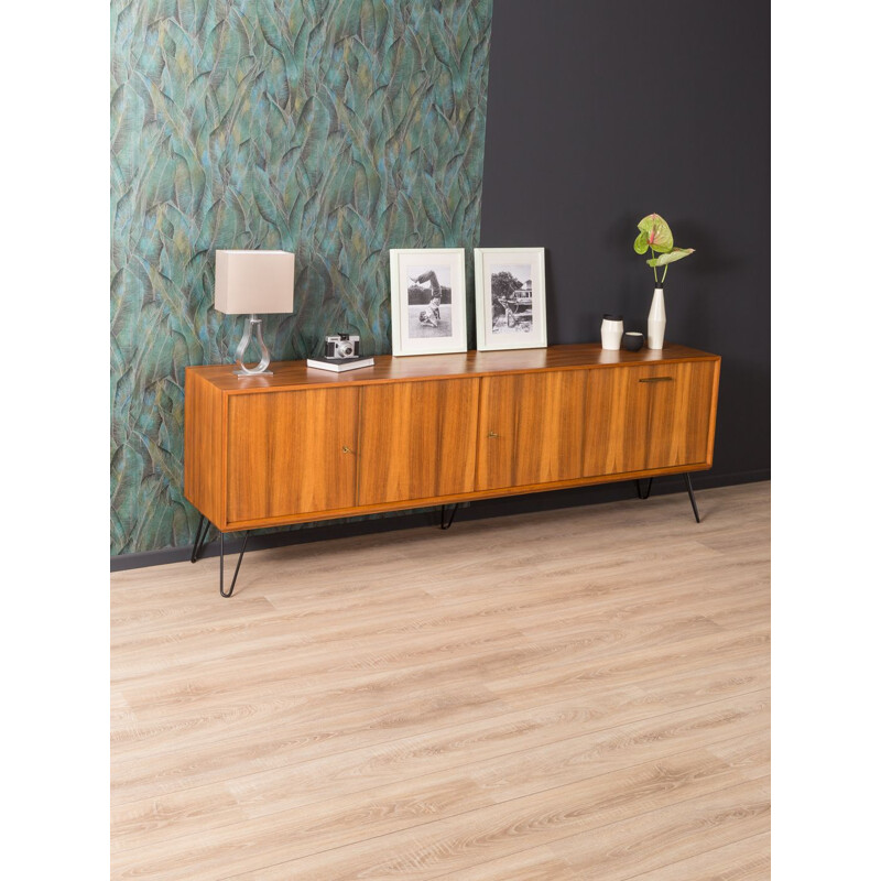 Vintage german sideboard in walnut and steel 1950s