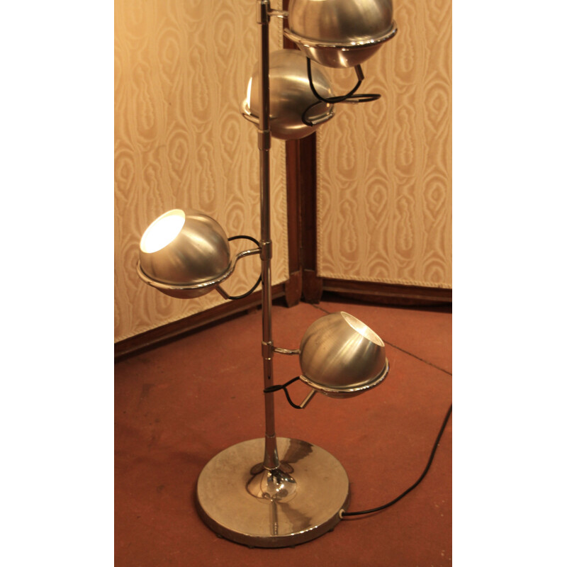 French vintage floor lamp in steel and aluminium 1960