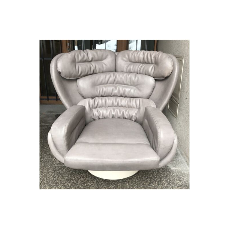 Vintage Elda chair by Joe Colombo in grey leather 1960