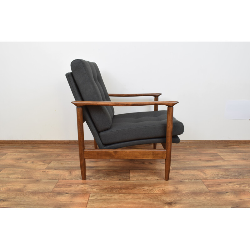 Vintage black polish armchair in beechwood 1960s