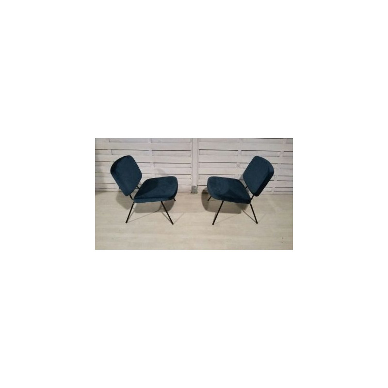 Pair of vintage CM 190 armchairs without arms for Thonet in walnut