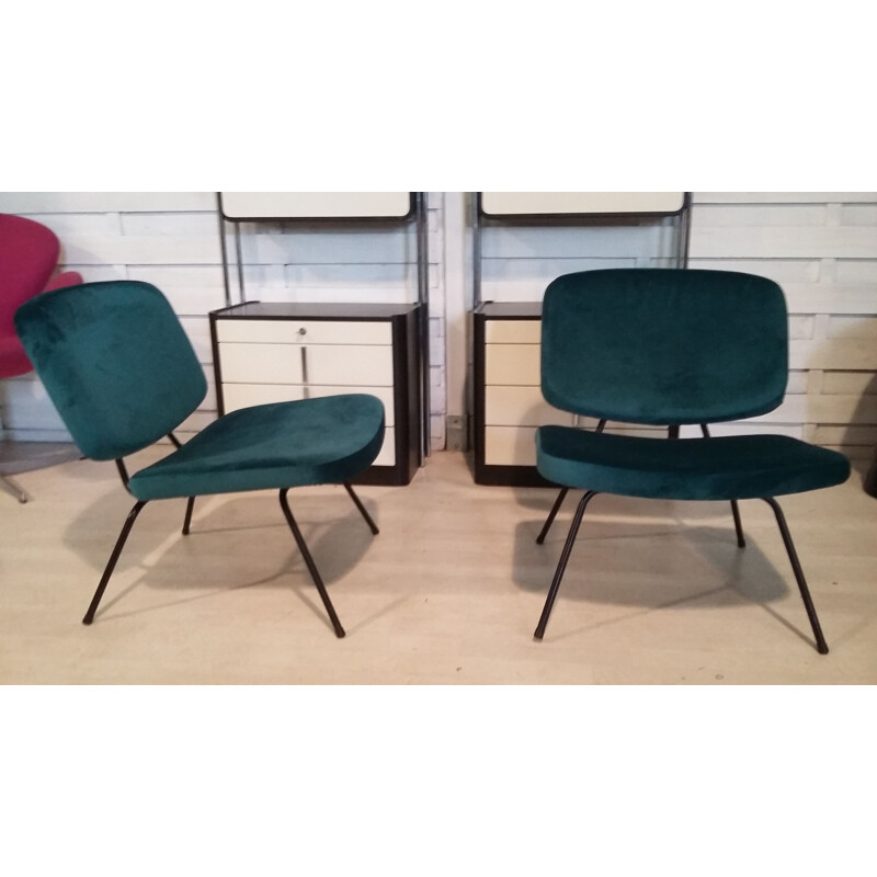 Pair of vintage CM 190 armchairs without arms for Thonet in walnut