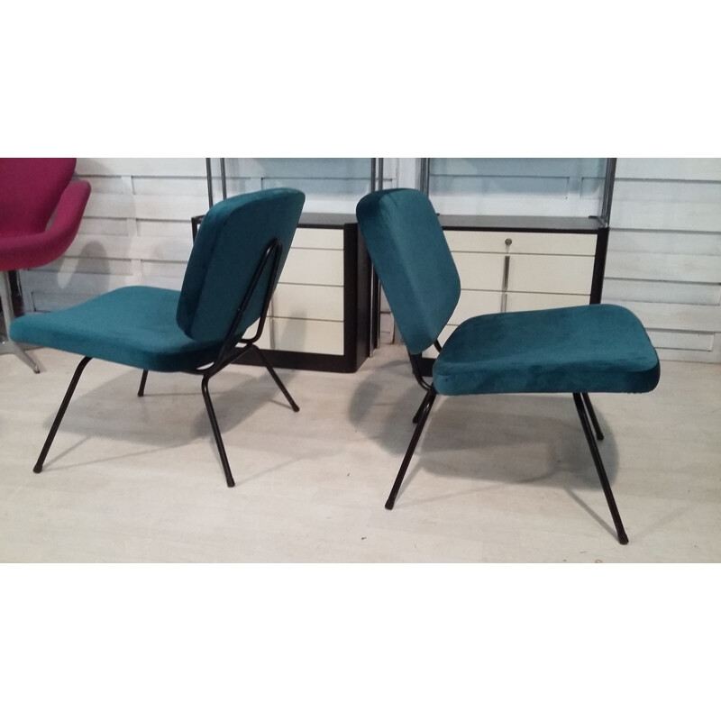 Pair of vintage CM 190 armchairs without arms for Thonet in walnut
