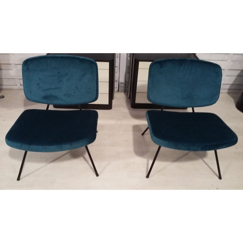 Pair of vintage CM 190 armchairs without arms for Thonet in walnut