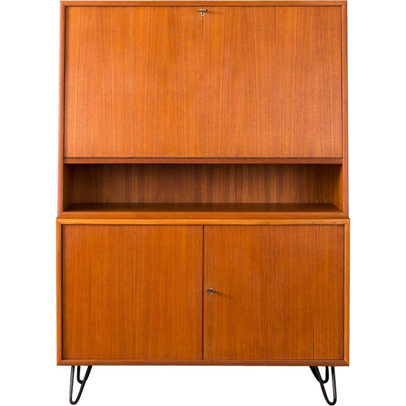 Vintage german secretary desk for WK Möbel in teak and steel 1960