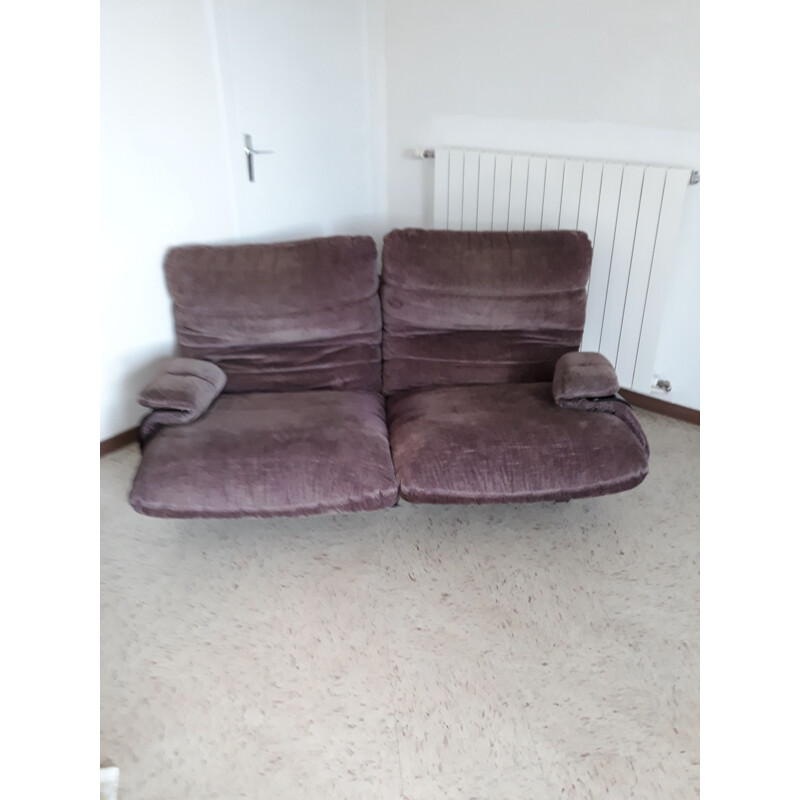 Vintage Marsala sofa for Ligne Roset in amethyst velvet