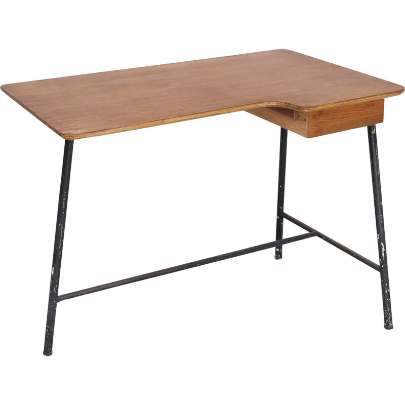 Tripod desk in wood and metal, Jacques HITIER - 1950s