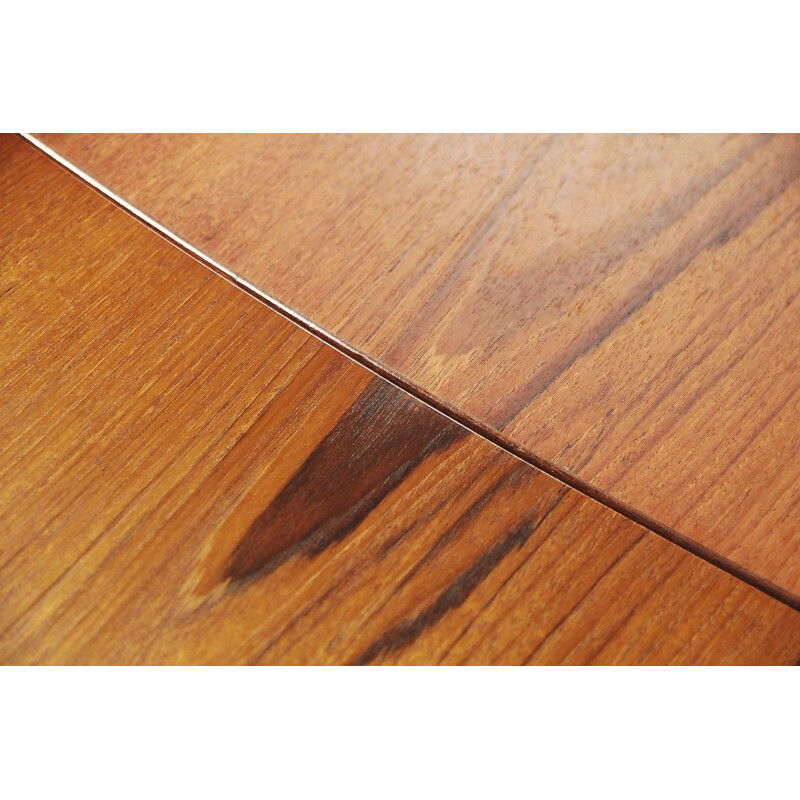 Vintage danish adjustable table with brass shelf 1960s