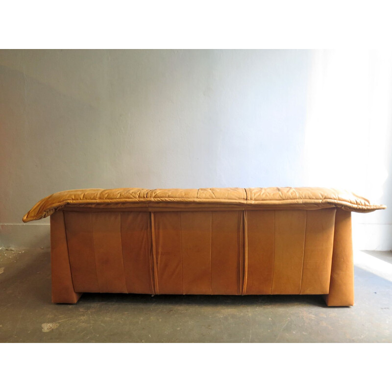 Vintage german sofa in Cognac yellow leather