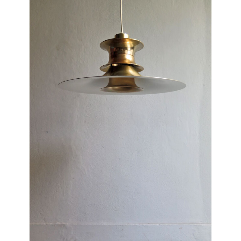 Vintage scandinavian golden layered pendant lamp 1960