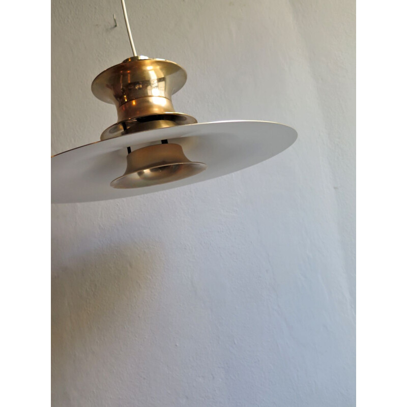 Vintage scandinavian golden layered pendant lamp 1960