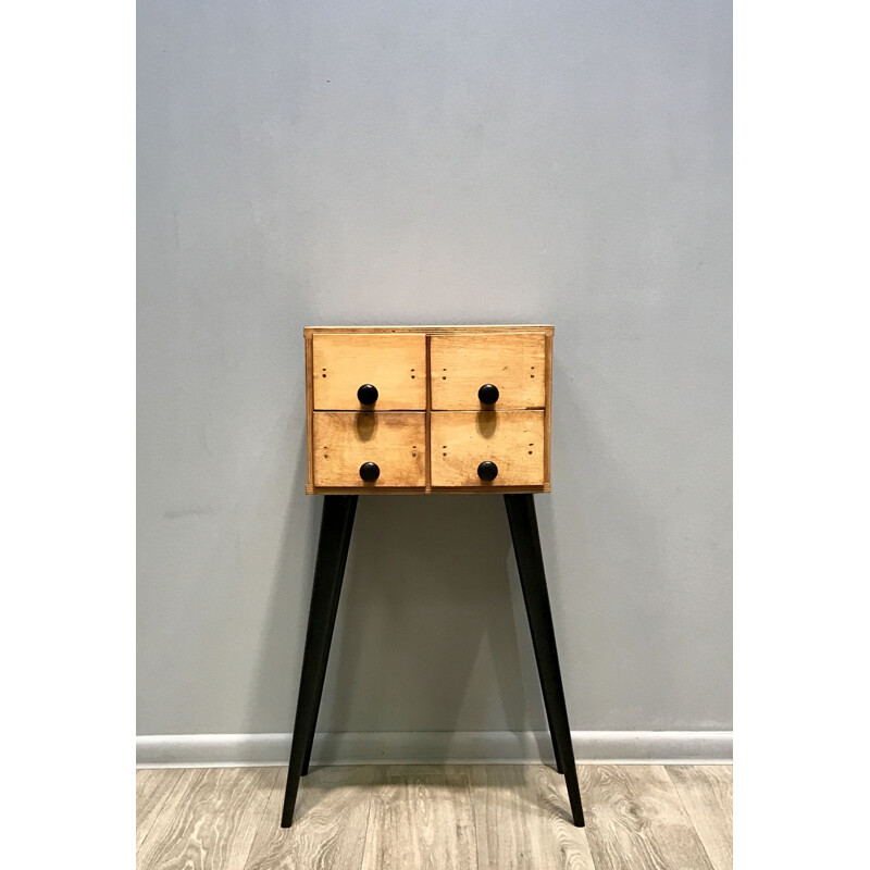 Vintage four-drawer cabinet in wood 1980