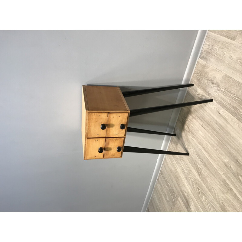 Vintage four-drawer cabinet in wood 1980