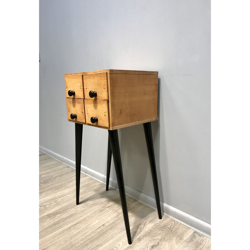 Vintage four-drawer cabinet in wood 1980