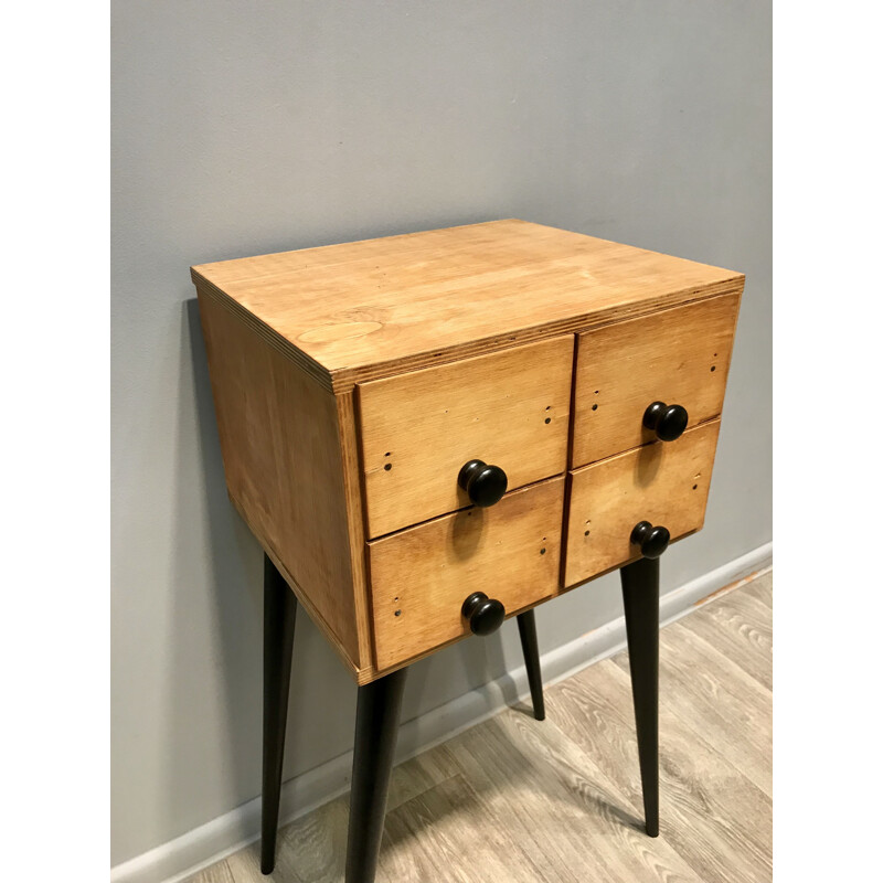 Vintage four-drawer cabinet in wood 1980