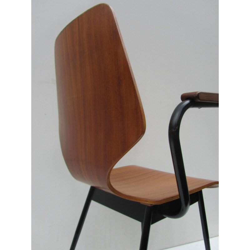 Vintage industrial plywood and steel chair for Industrial Legni Curvati 1950