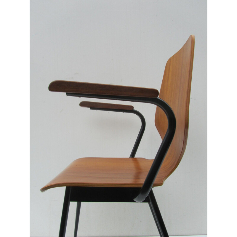 Vintage industrial plywood and steel chair for Industrial Legni Curvati 1950