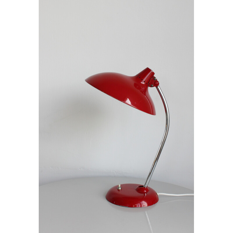 Vintage Kaiser Idell 6786 desk lamp in red metal 1950