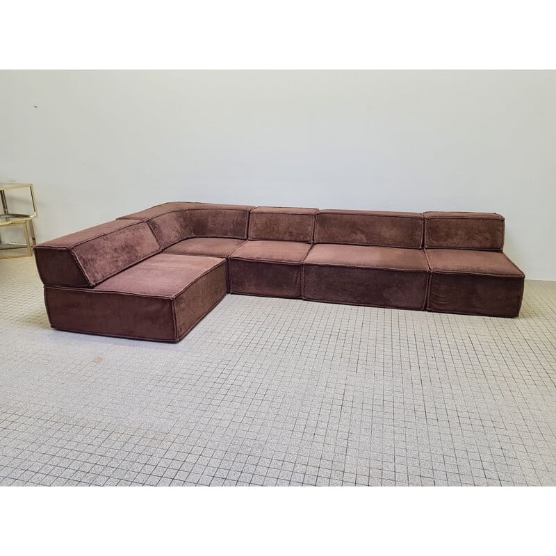 Vintage german Cor Trio sofa by Team Form AG in brown fabric 1970