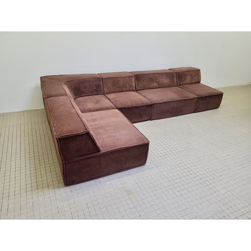 Vintage german Cor Trio sofa by Team Form AG in brown fabric 1970