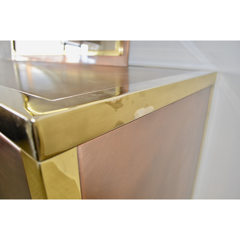 Vintage belgian brass and steel sideboard 1980