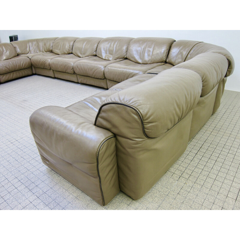 Vintage modular sofa for Jori in brown leather 1970