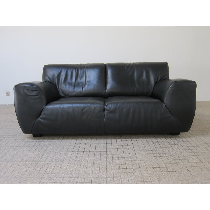 Vintage italian Fatboy sofa for Molinari in black leather 1990