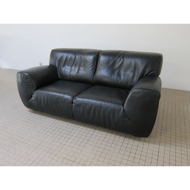 Vintage italian Fatboy sofa for Molinari in black leather 1990