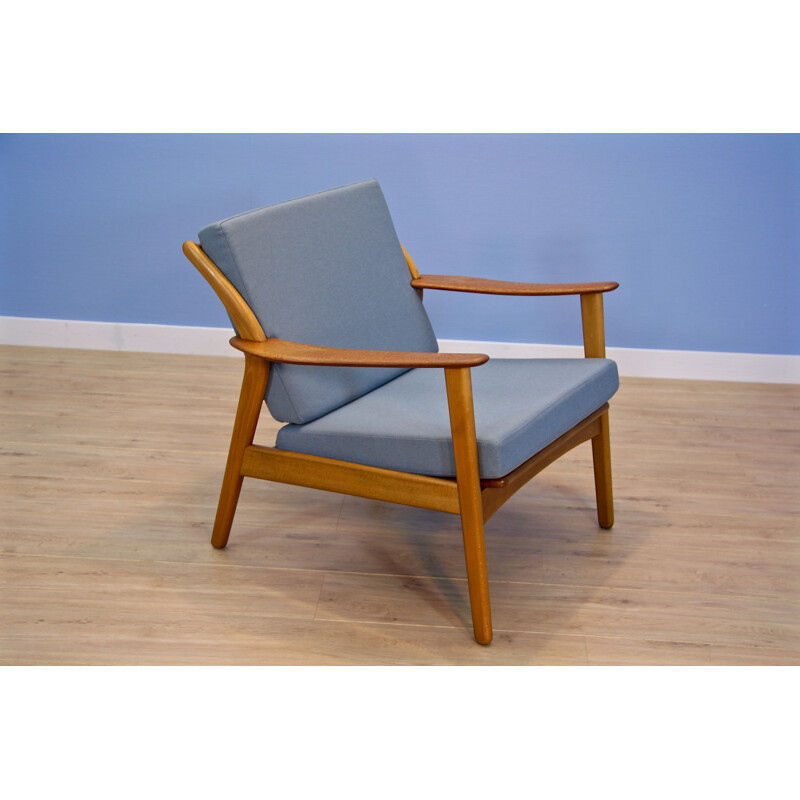 Vintage danish lounge chair in beech and teak 1960