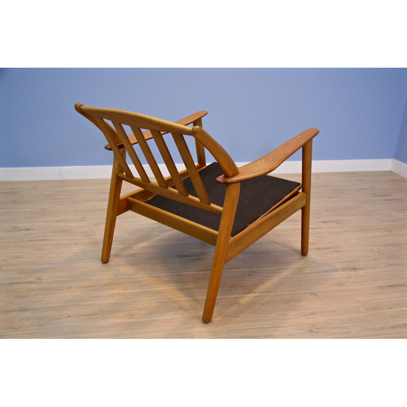 Vintage danish lounge chair in beech and teak 1960