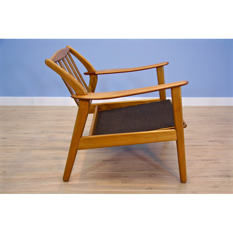 Vintage danish lounge chair in beech and teak 1960