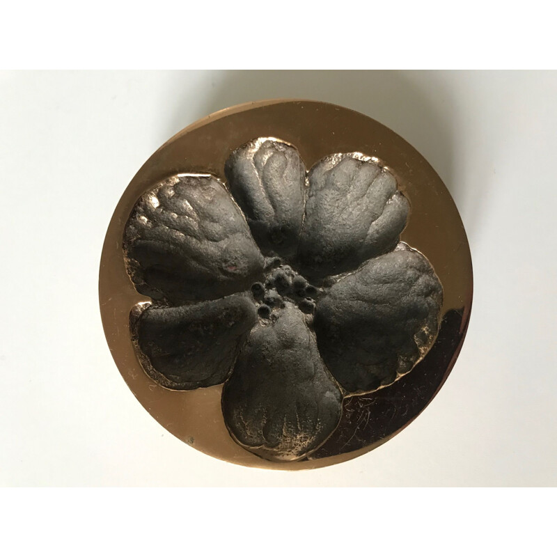 Cendrier vintage français en bronze de Monique Gerber 1970 