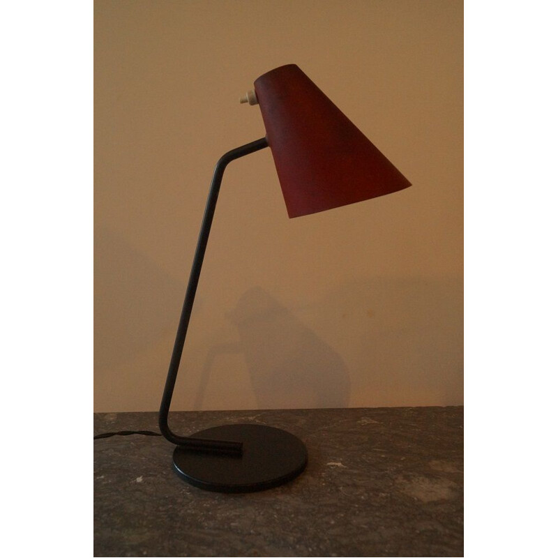 Vintage Cocotte red metal lamp by Biny 1950