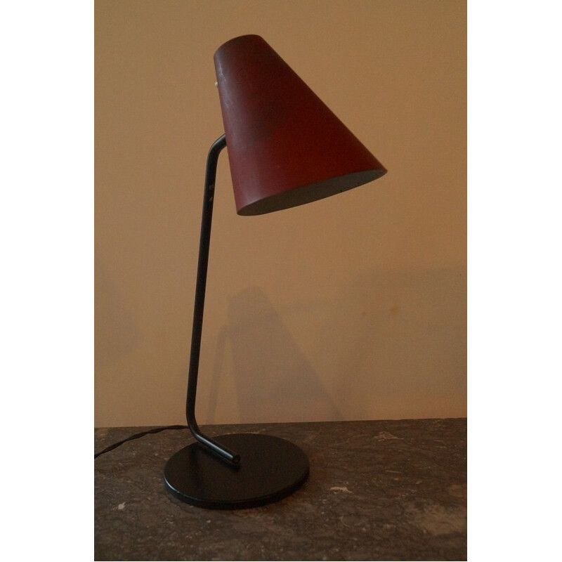 Vintage Cocotte red metal lamp by Biny 1950