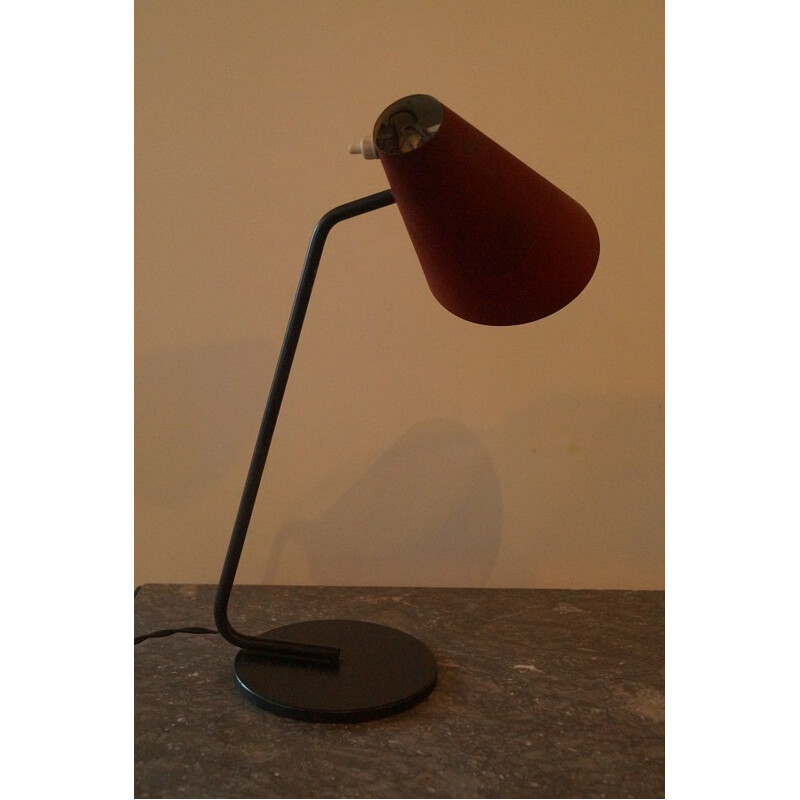 Vintage Cocotte red metal lamp by Biny 1950