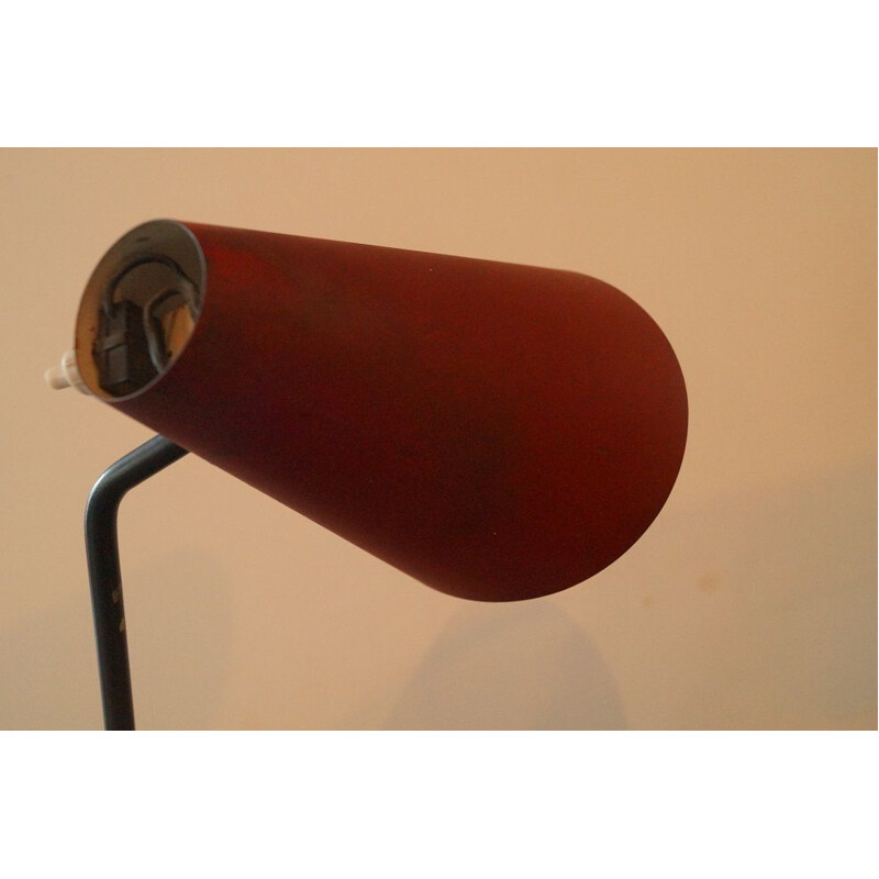 Vintage Cocotte red metal lamp by Biny 1950