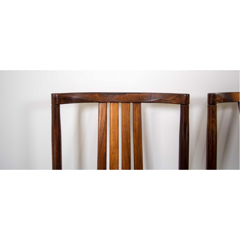 Set of 4 vintage belgian chairs in rosewood and brown wool 1960