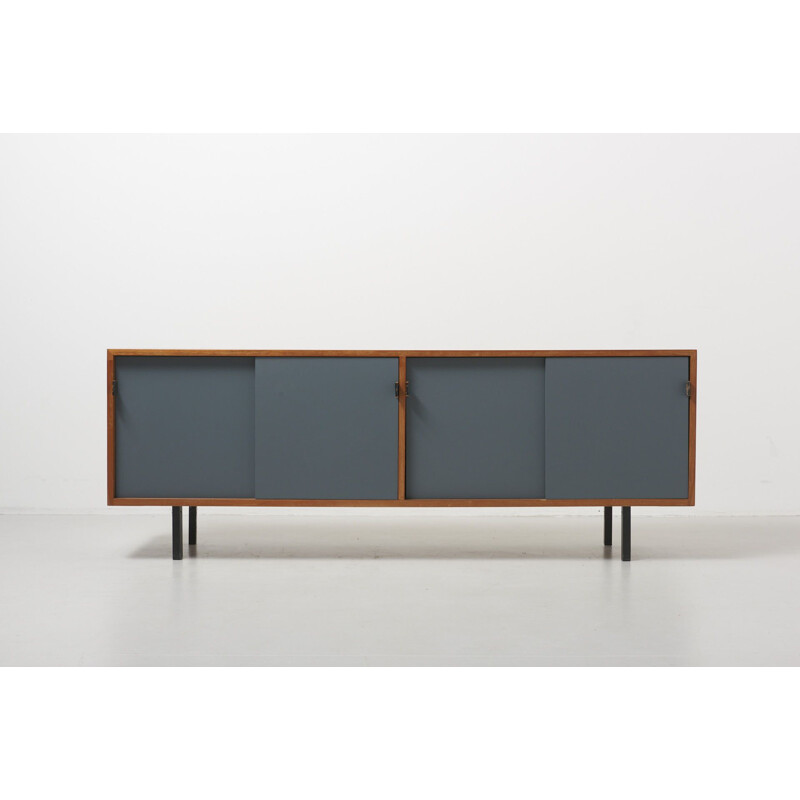 Vintage sideboard for Knoll International in wood and gray metal 