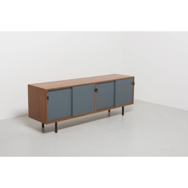 Vintage sideboard for Knoll International in wood and gray metal 