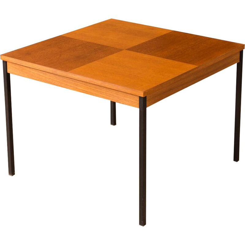 Vintage german coffee table in teak and steel 1960