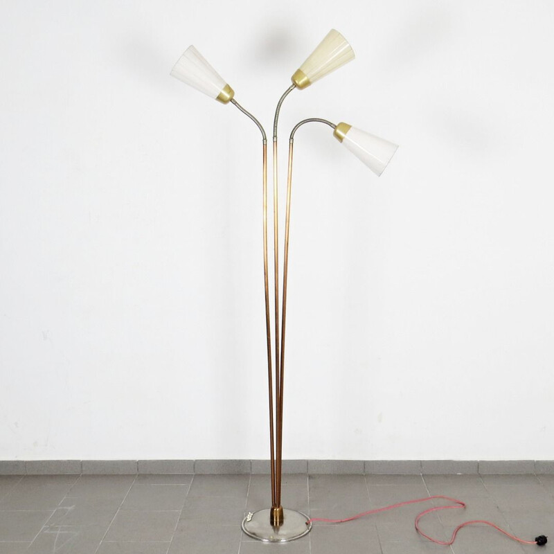 Vintage large floor lamp in copper and brass 1960