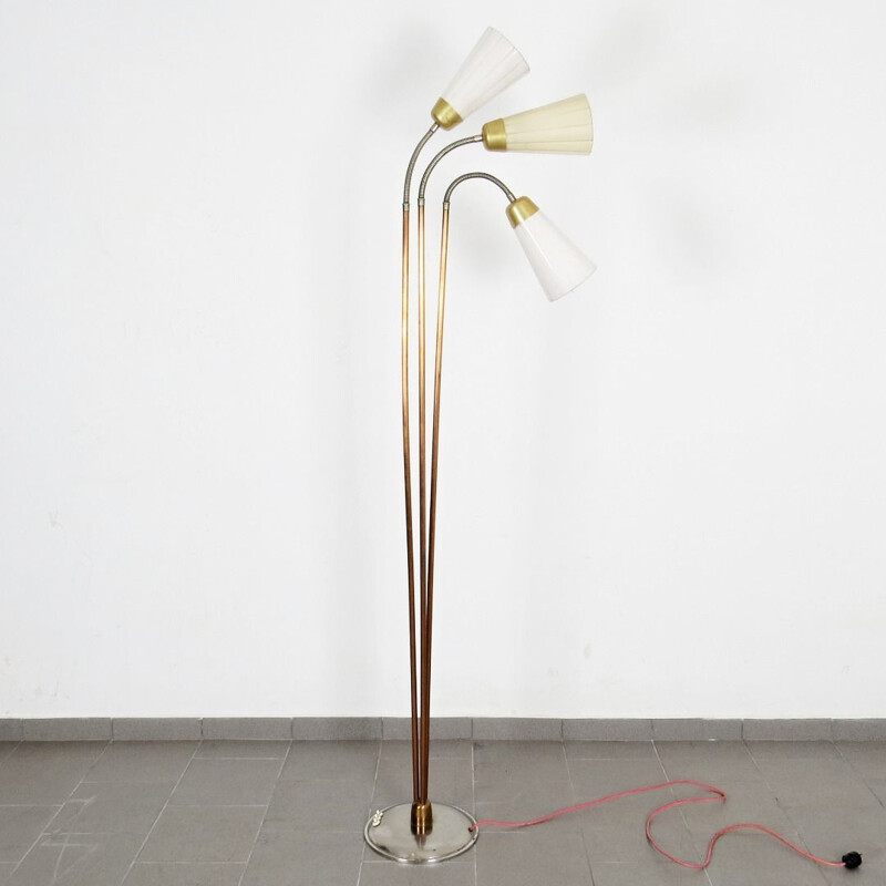Vintage large floor lamp in copper and brass 1960