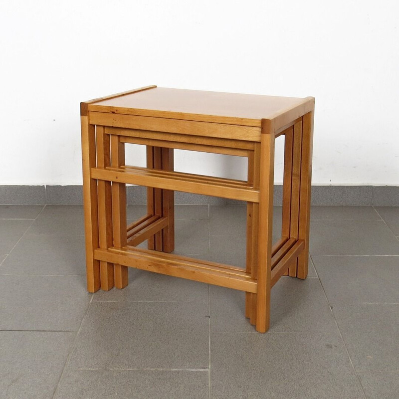 Vintage nesting tables in wood 1970