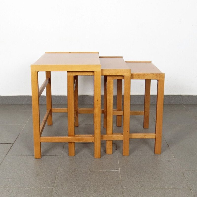 Vintage nesting tables in wood 1970