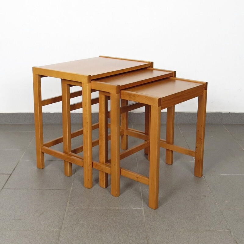 Vintage nesting tables in wood 1970