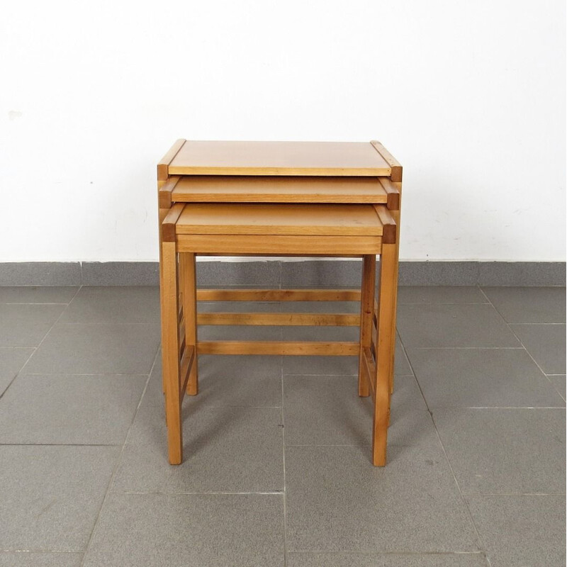 Vintage nesting tables in wood 1970