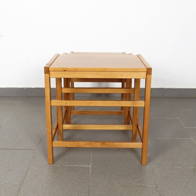 Vintage nesting tables in wood 1970