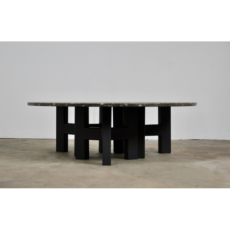 Vintage belgian table in stone and metal 1960