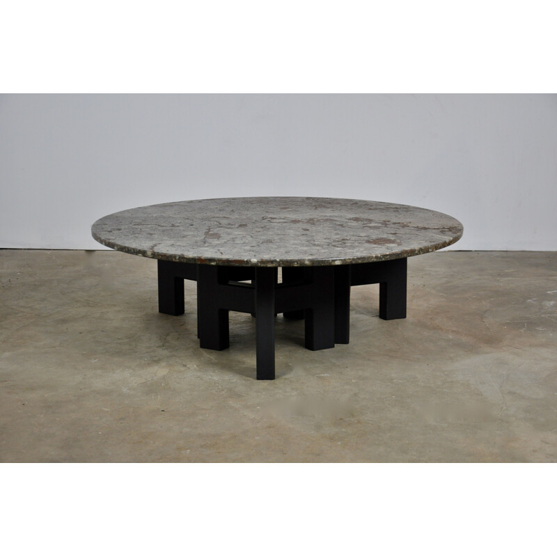 Vintage belgian table in stone and metal 1960