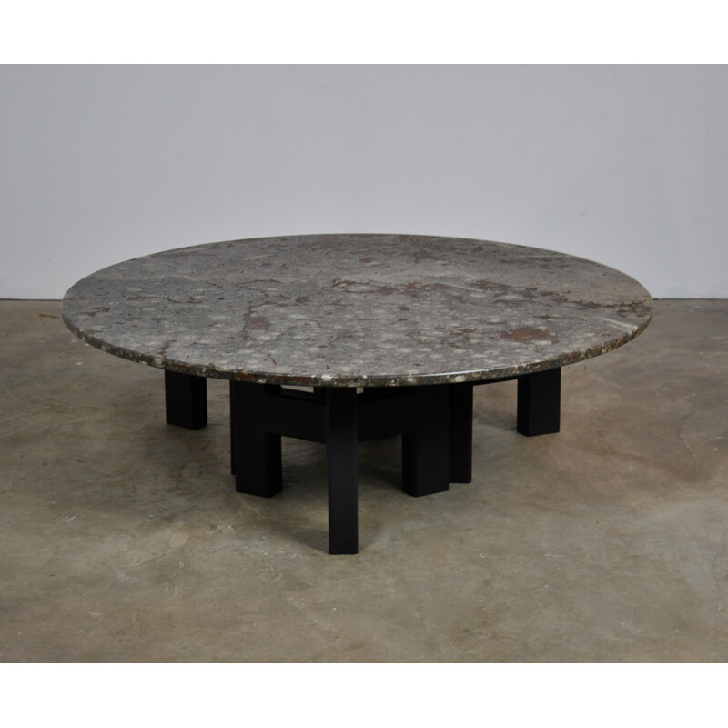 Vintage belgian table in stone and metal 1960